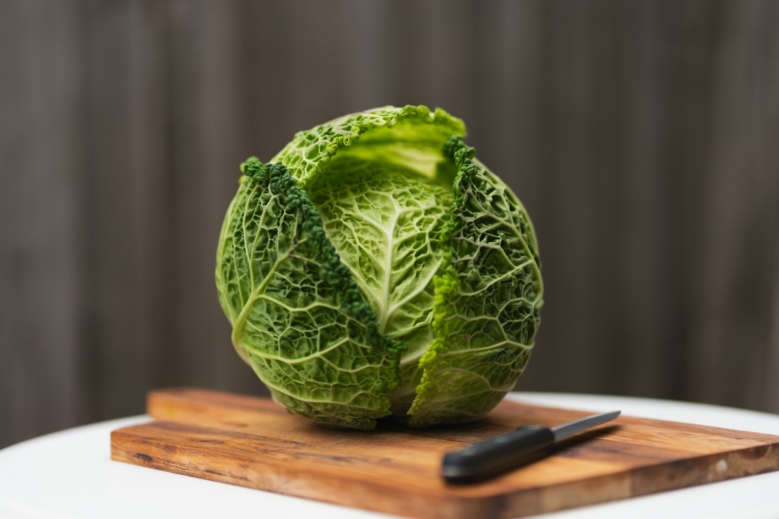 Savoy cabbage on a cutting board