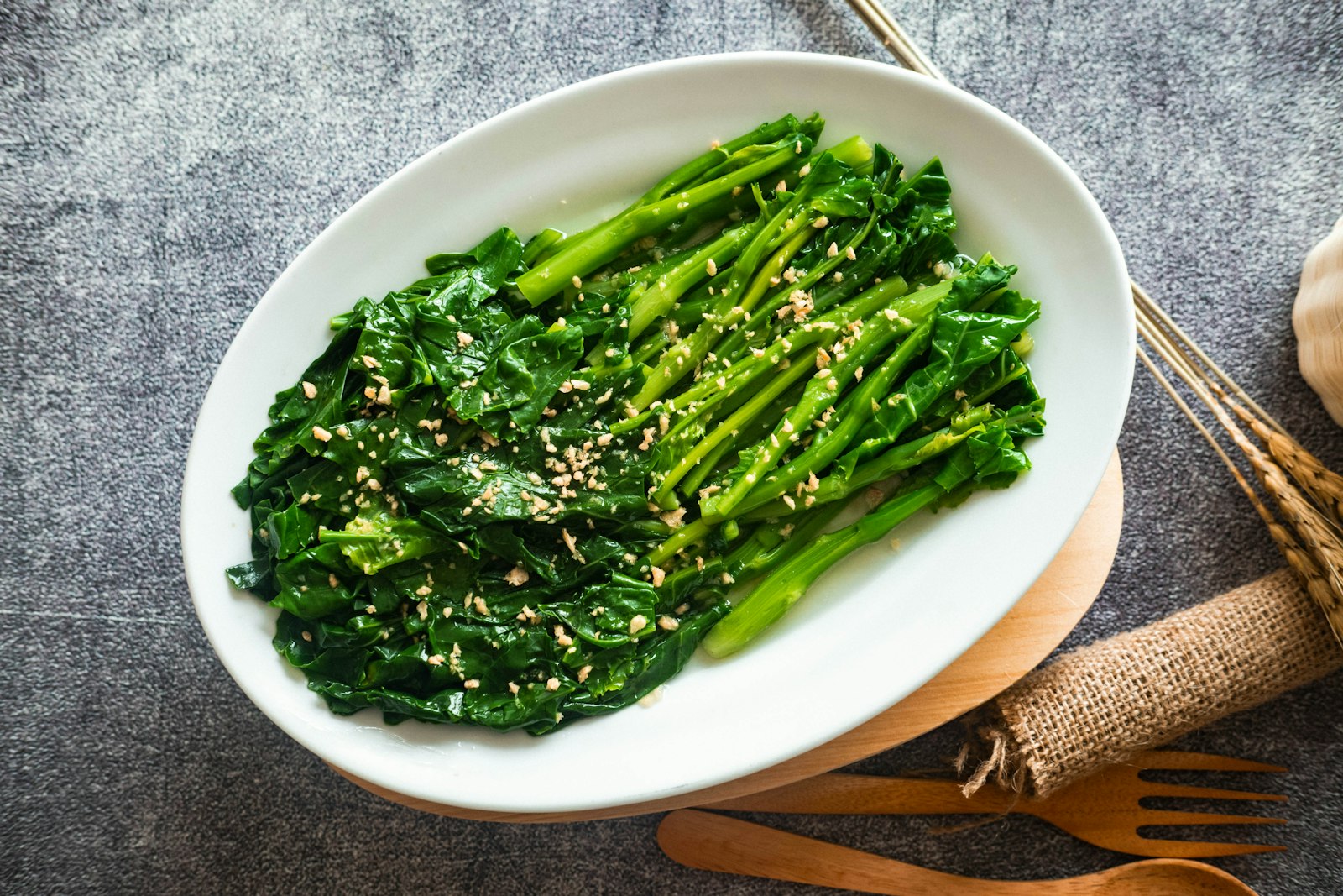 Sautéed greens with sesame seeds