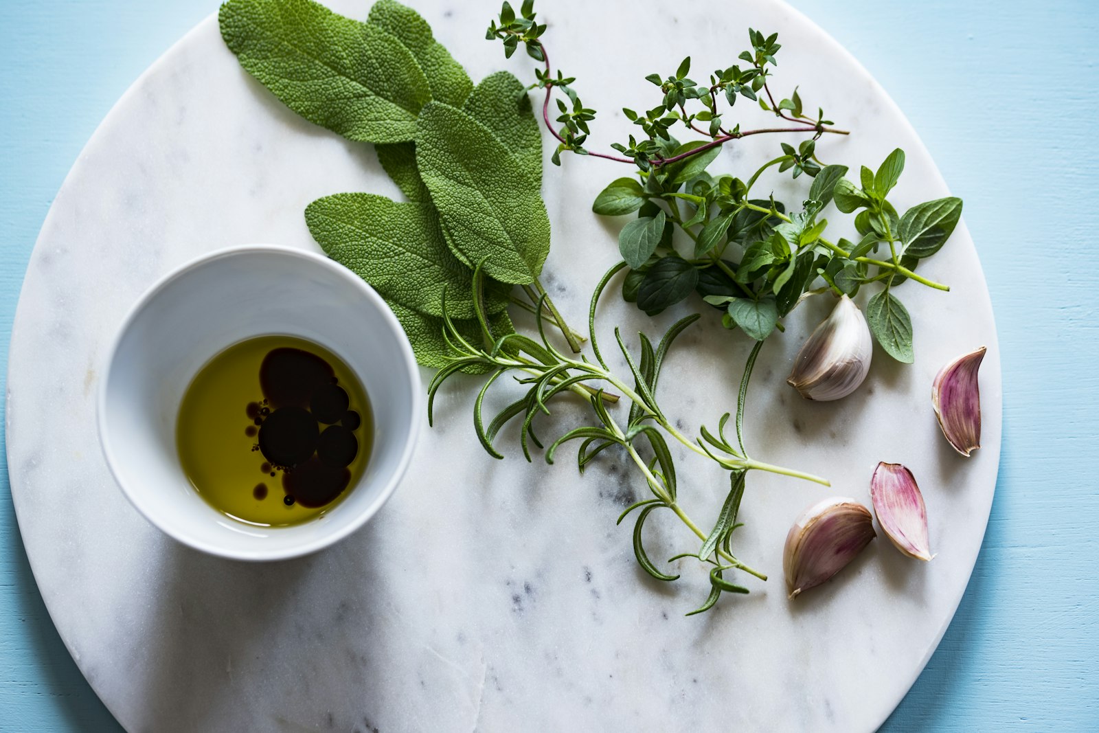 Olive oil with fresh herbs