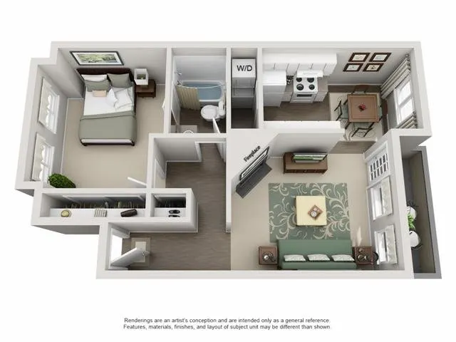 1x1 floor plan