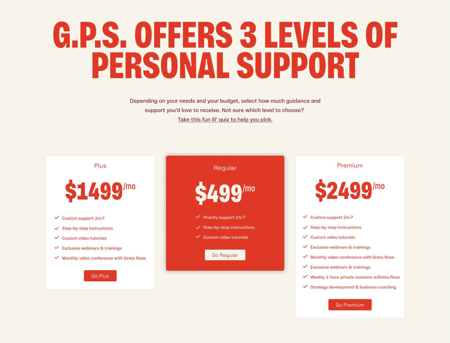 Greta Rose Agency support page
