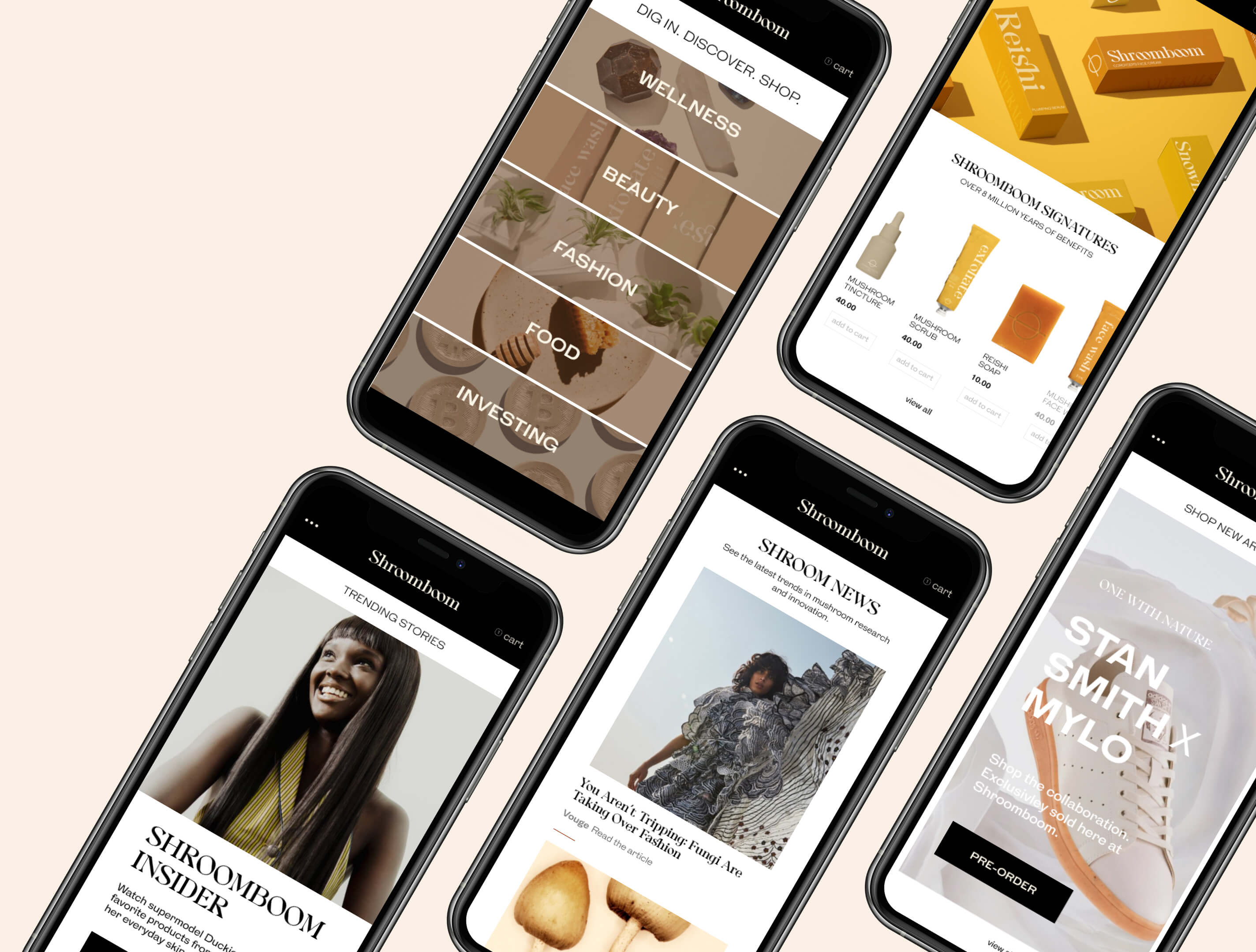 Shroomboom website on mobile