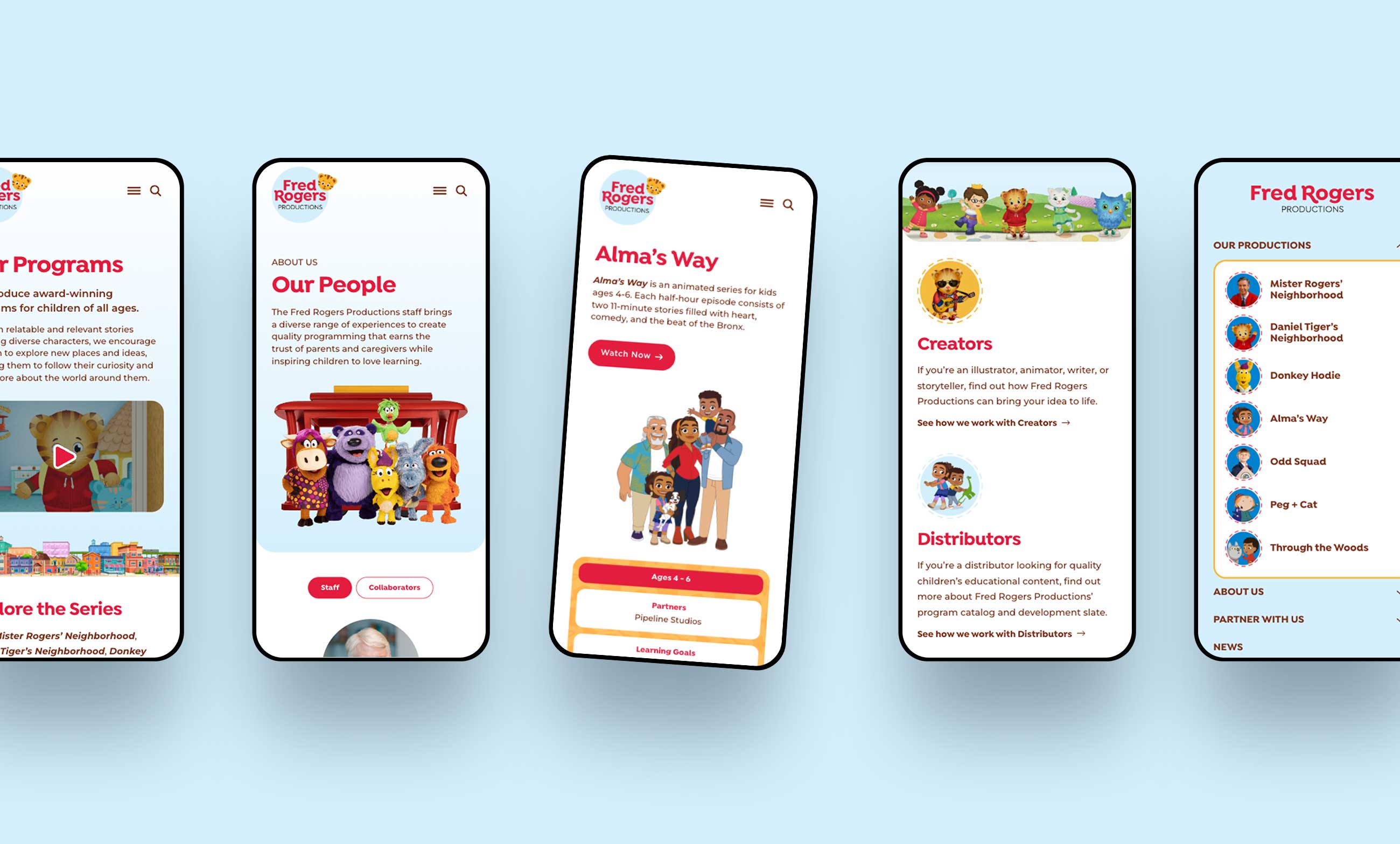 Fred Rogers Productions website on mobile