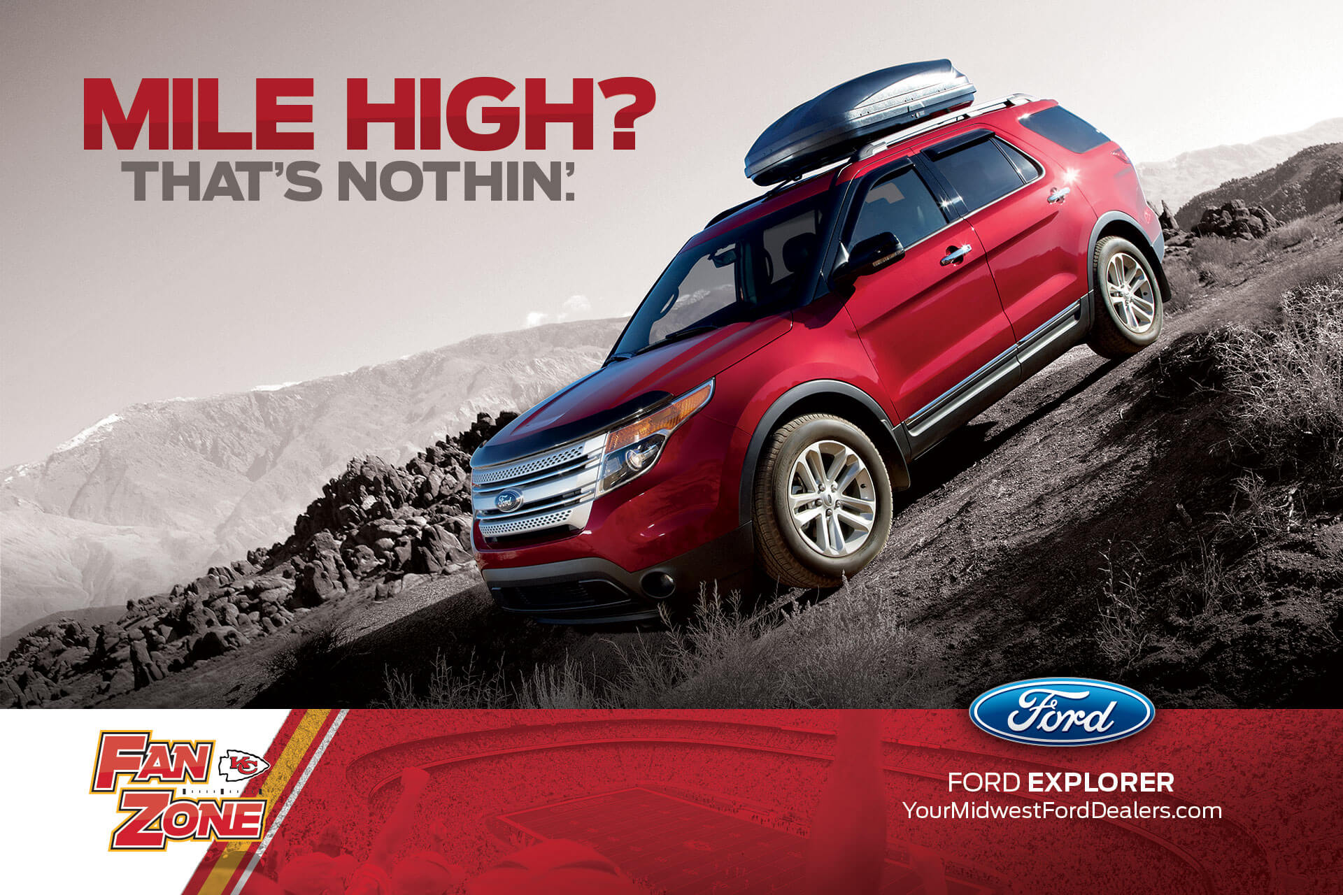 Ford Explorer Fan Zone poster for the Kansas City Chiefs