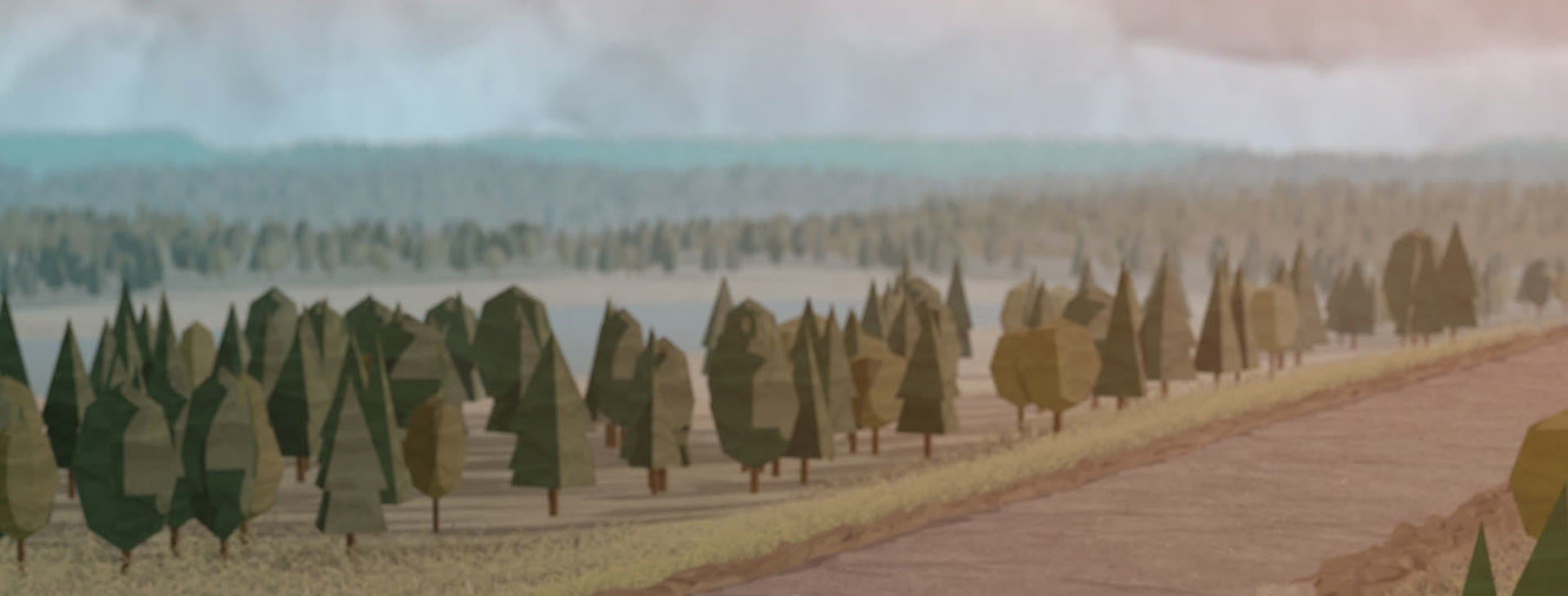 Low-poly illustrated landscape from the Ford Touchscreen campaign