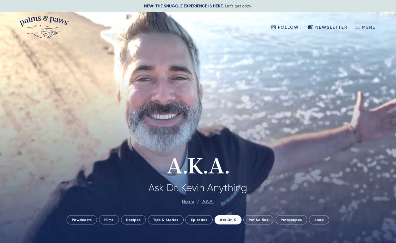 Palms & Paws Ask Dr. Kevin Anything page hero