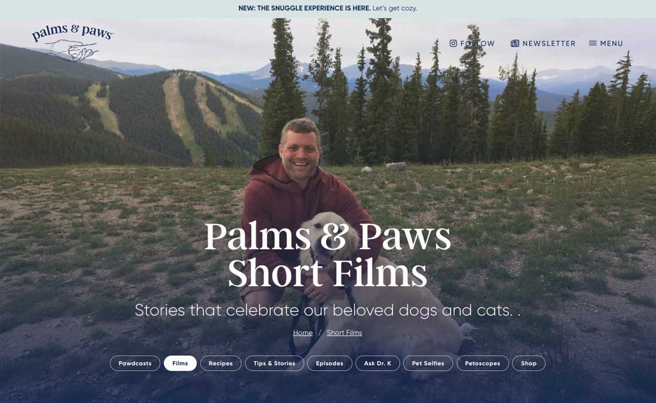 Palms & Paws Short Films page hero