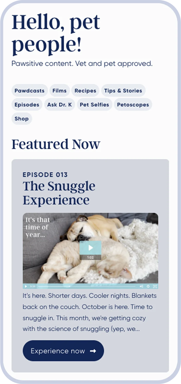 Palms & Paws home page on a phone