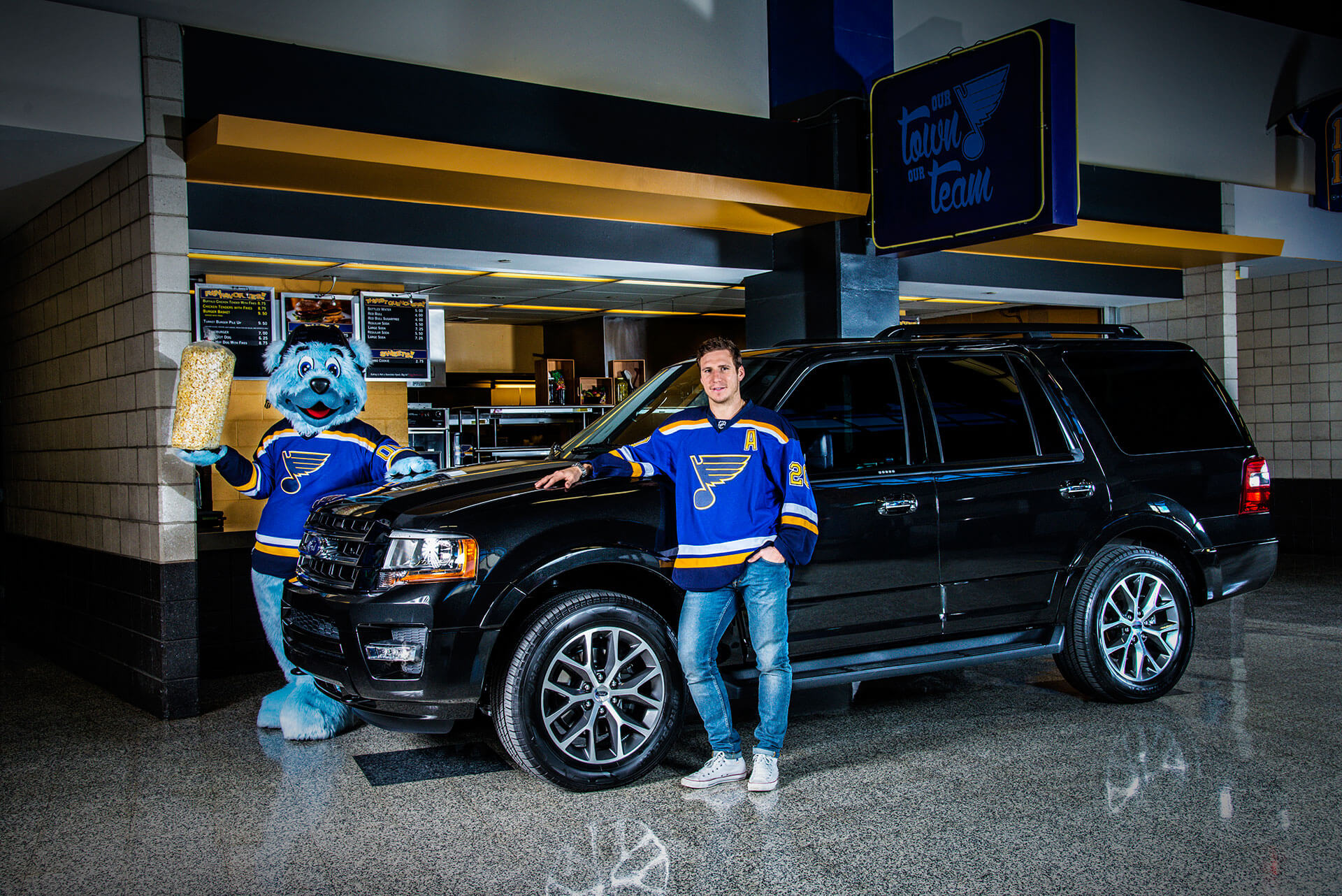 St. Louis Blues player Alexander Steen with Ford, editorial shoot