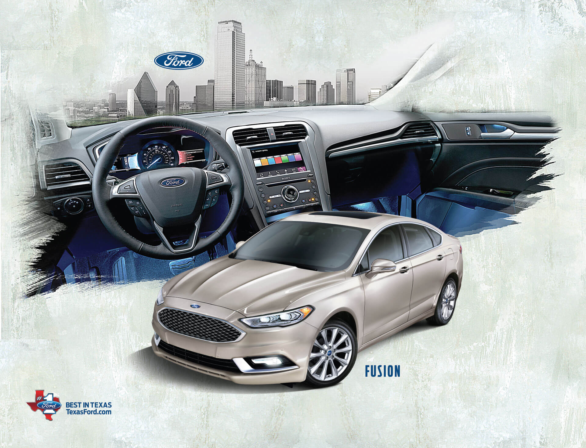 Ford Fusion Best in Texas poster for the American Airlines Center