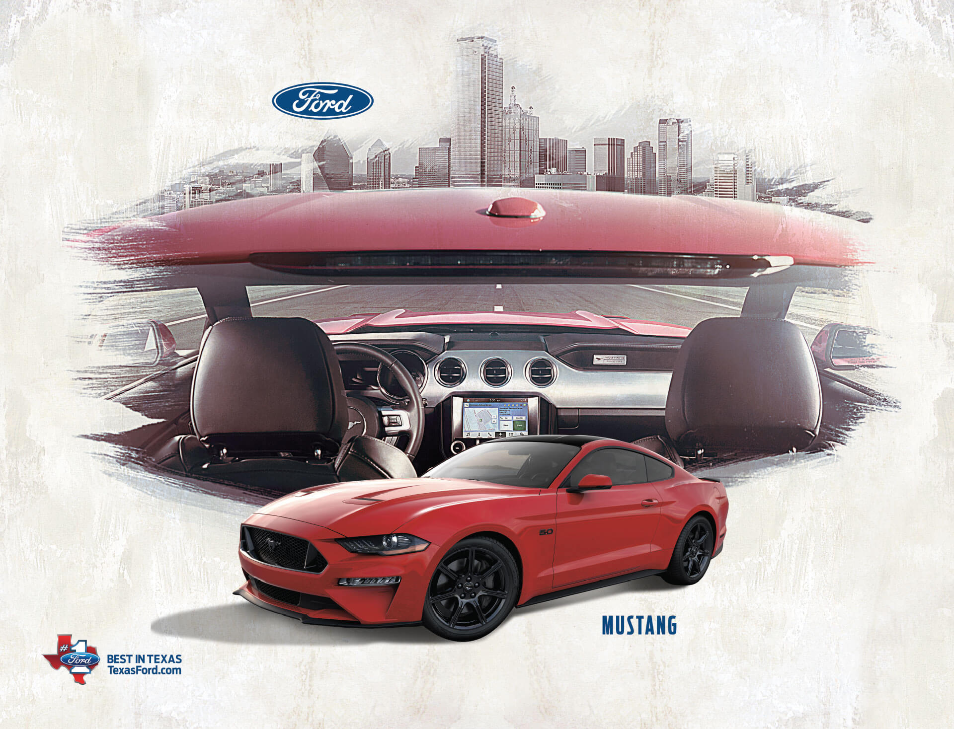 Ford Mustang Best in Texas poster for the American Airlines Center