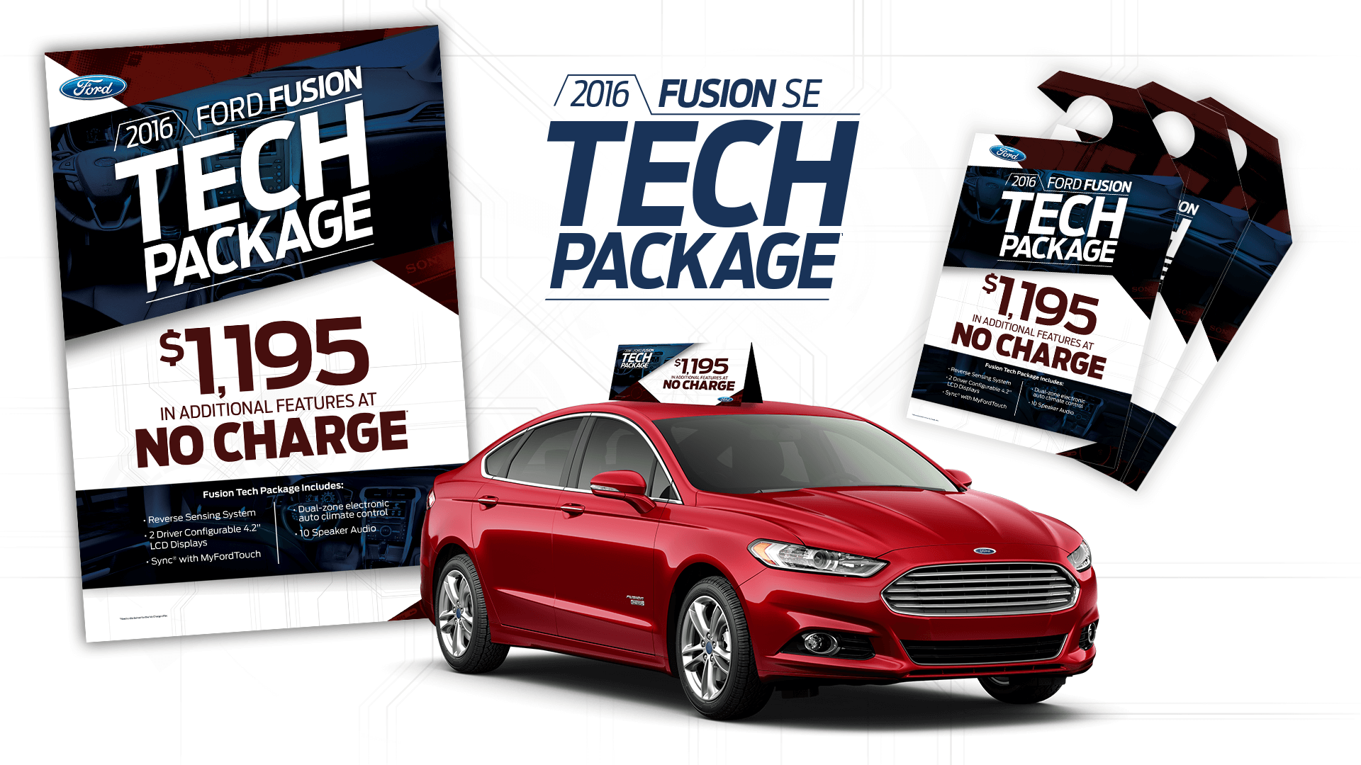 Ford Fusion SE Tech Package print collateral and door hangers