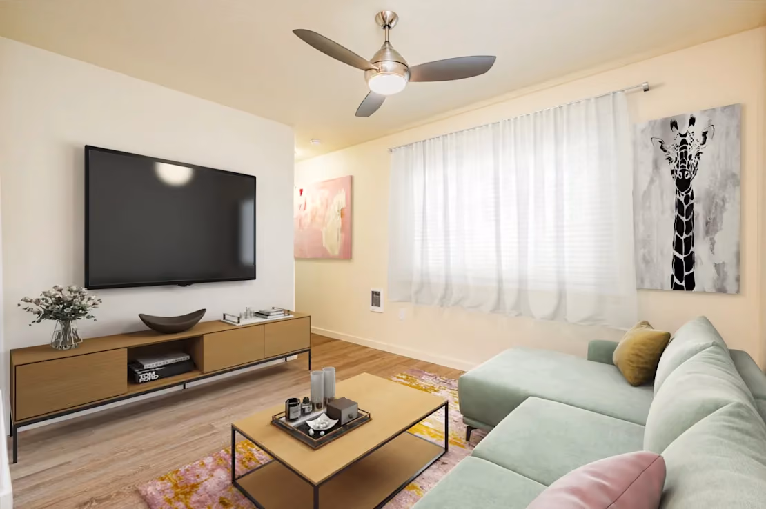 Living room with furniture and decor