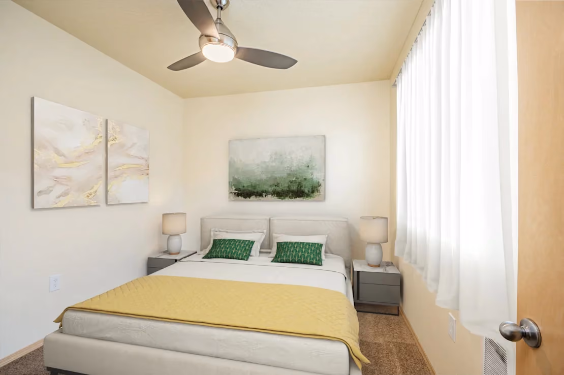 Bedroom with decor and bed