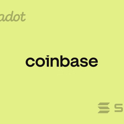 Coinbase logo on a light green background.