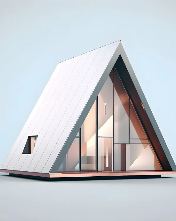 A-frame prefabricated house with glass front