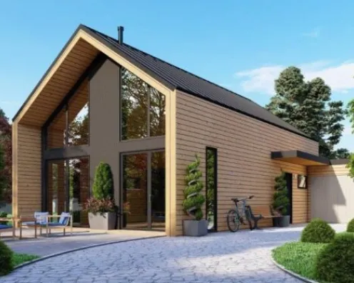 Compact 56 m² prefab house exterior