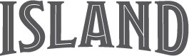 The word 'ISLAND' in uppercase serif font with varying letter widths, dark gray color on a transparent background.