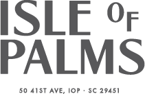 Text logo reading 'ISLE OF PALMS' with address '50 41ST AVE, 1OF • SC 29451' beneath in smaller font.