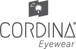 Cortina Eyewear logo with stylized sunburst inside a tilted square above the text.