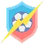 Blue shield emblem featuring a globe and a yellow check mark symbolizing global security or verification.