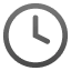Simple gray analog clock icon showing 3 o'clock on a white background.