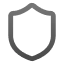 Simple gray shield icon with curved top edges and pointed bottom center on white background.