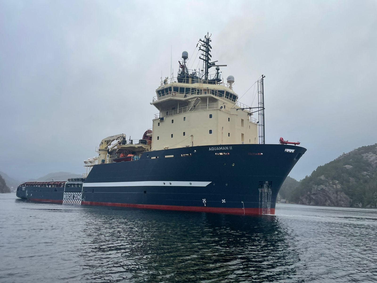 The vessel Aquaman II on calm water in a Norwegian fjord