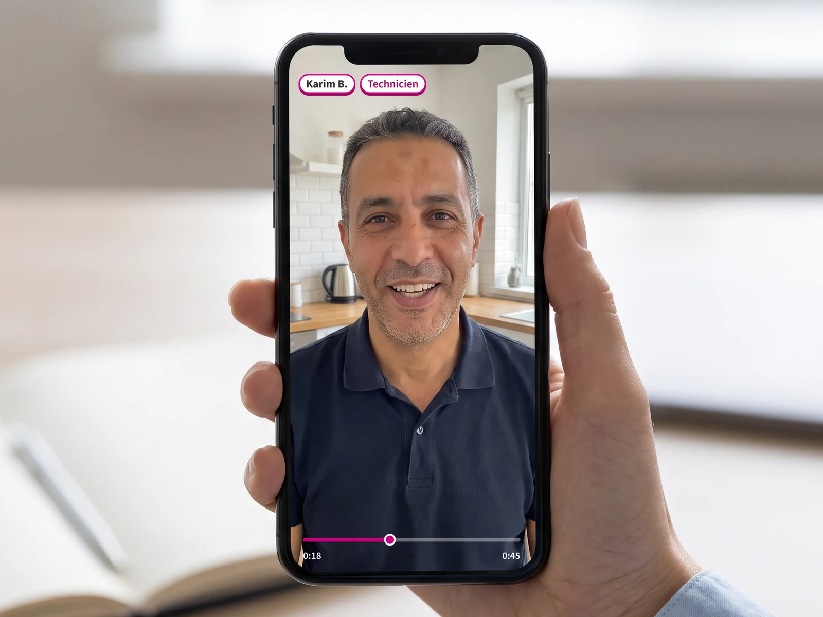 Une recruteuse regarde sur son smartphone la vidéo d'un candidat