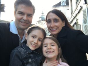 Sean, Angela and their daughters on a family visit to Burgundy
