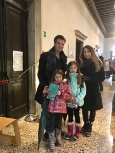 Sean, Angela and their daughters during a family Italian-language immersion program in Venice