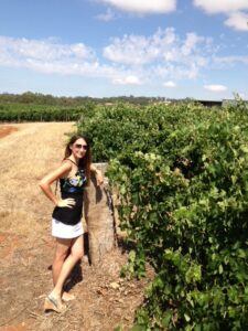 Angela Cochran in an Australian vineyard