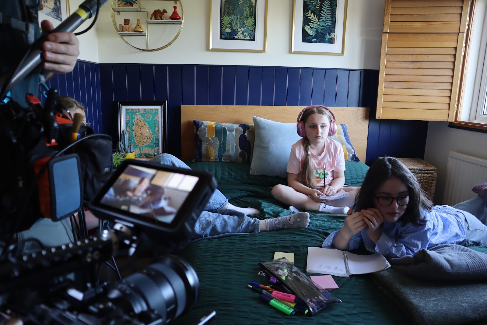 HFTD Loughton Juniors filming a bedroom scene with a professional camera crew