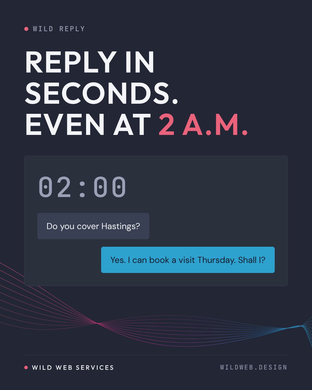 Reply in seconds, even at 2 a.m.