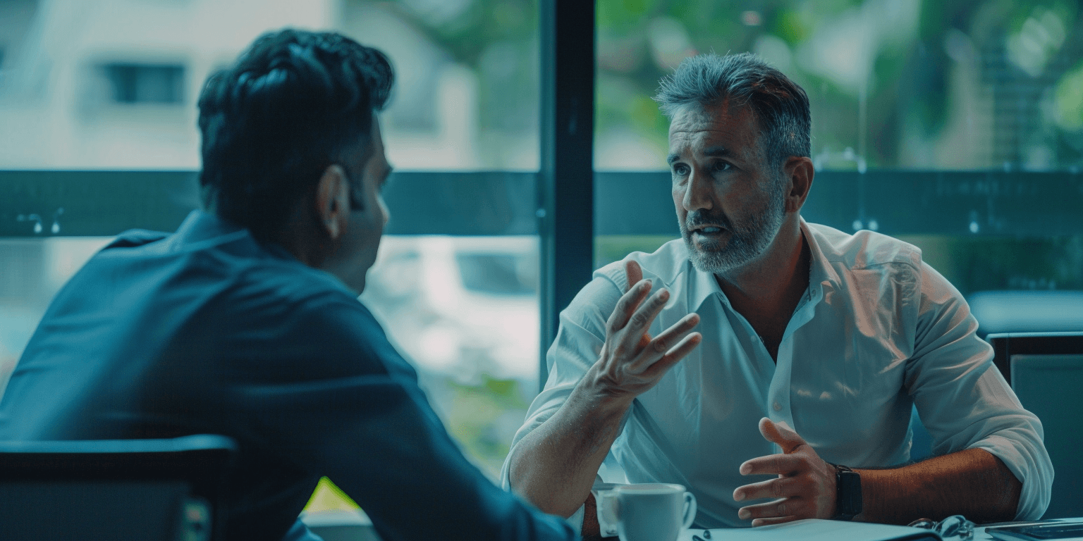 Two executives in a 1:1 meeting