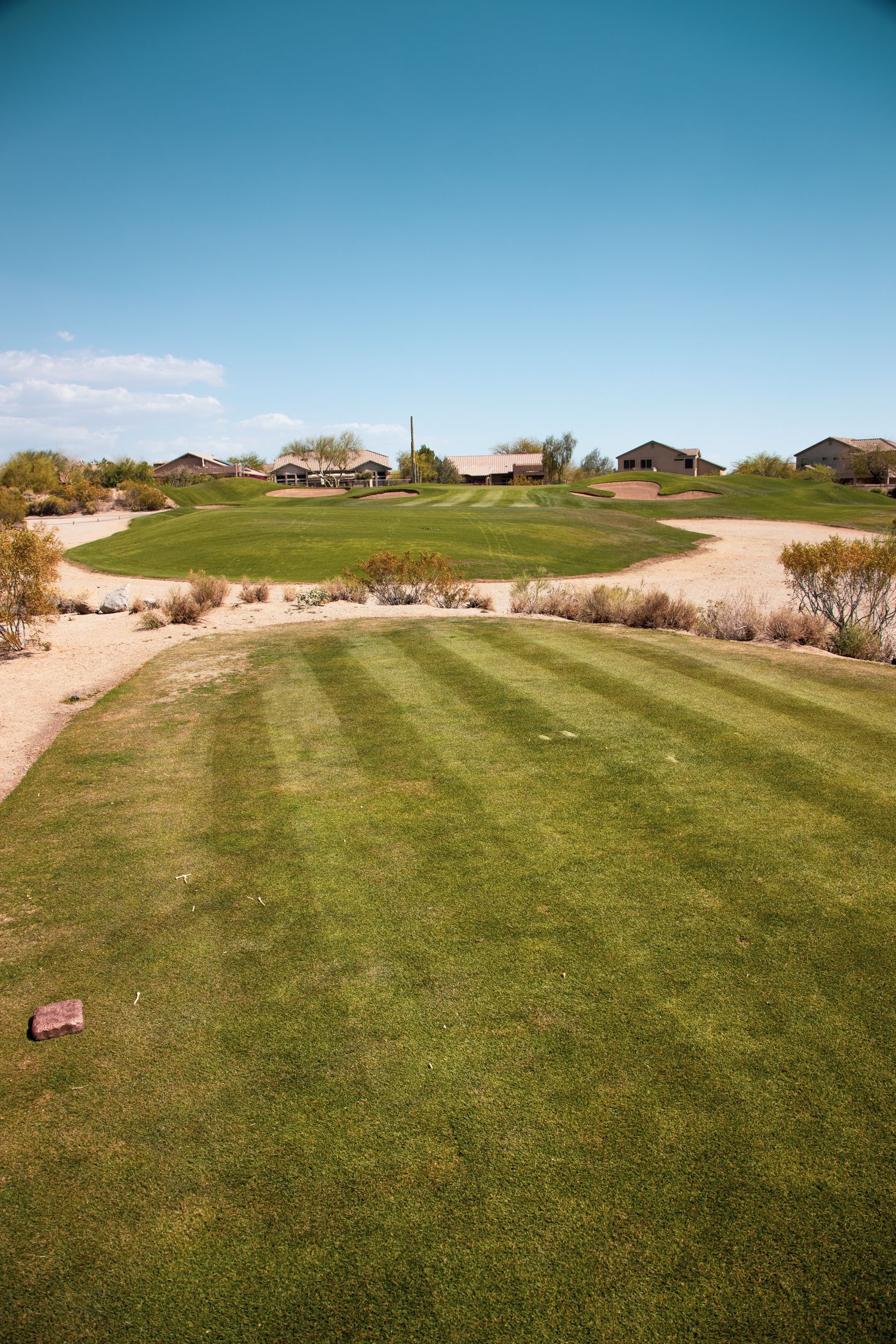 Fairway and sand bunker on a Phoenix desert golf course