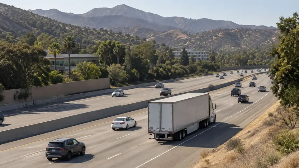 Freight moving on the 101 through Calabasas
