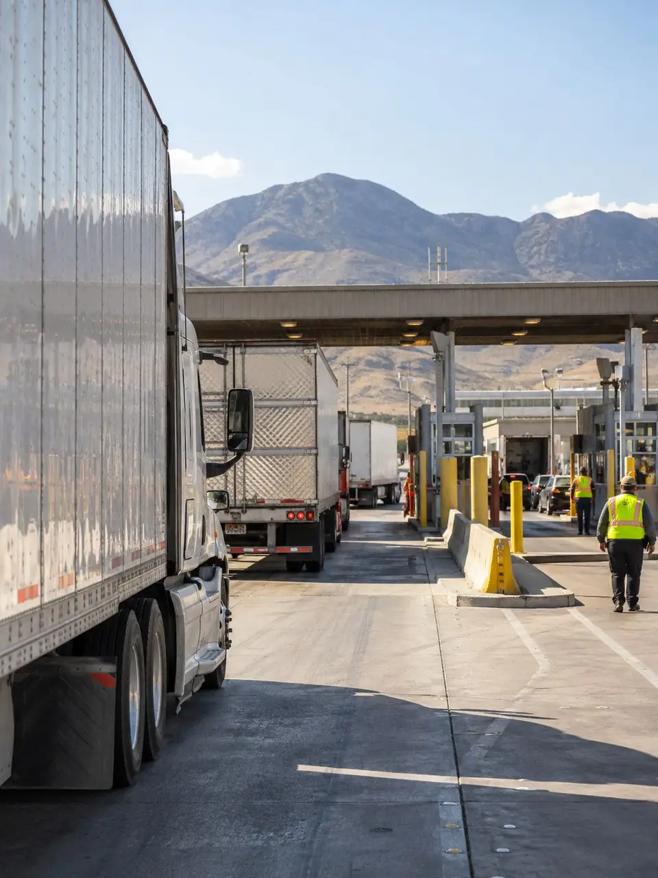 Truck lane at a border crossing