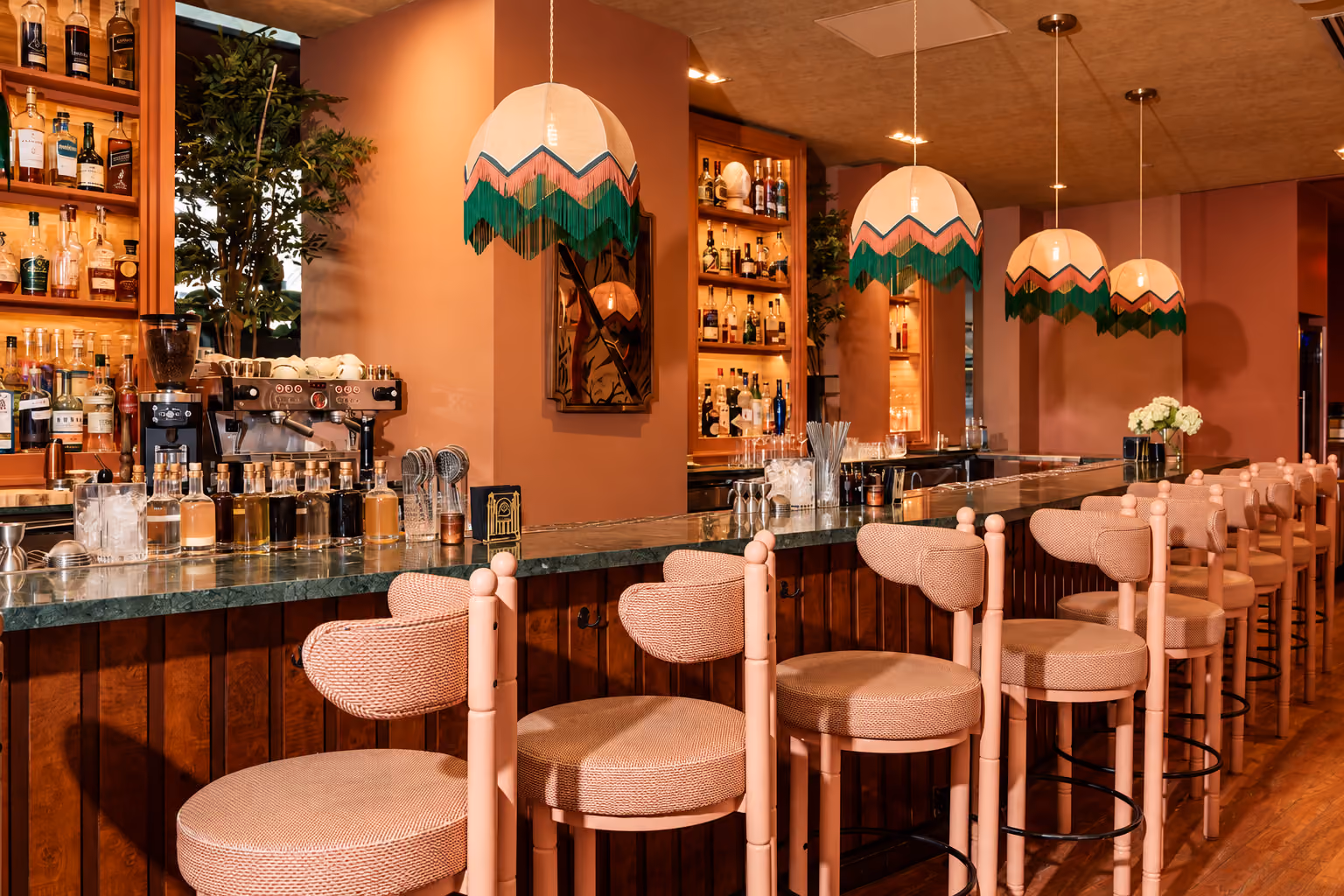 The bar at River Club DC, a Mediterranean restaurant on the Georgetown Waterfront, Washington DC