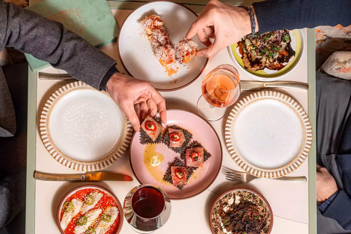 Mezze spread of Lebanese, Italian and Spanish small plates at River Club DC