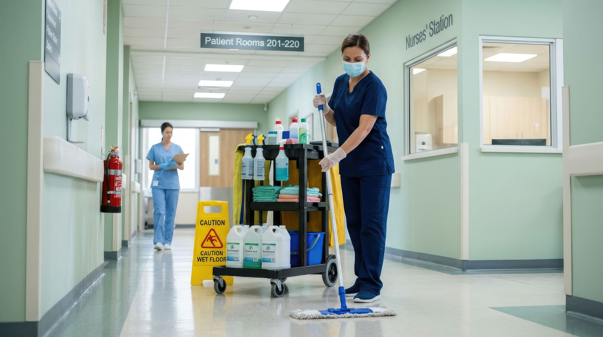Commercial cleaning at a healthcare facility