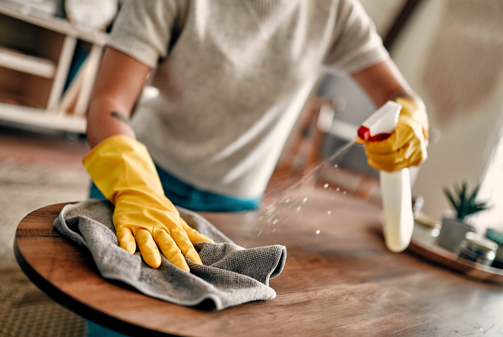 CleanCo cleaner at work in a commercial office