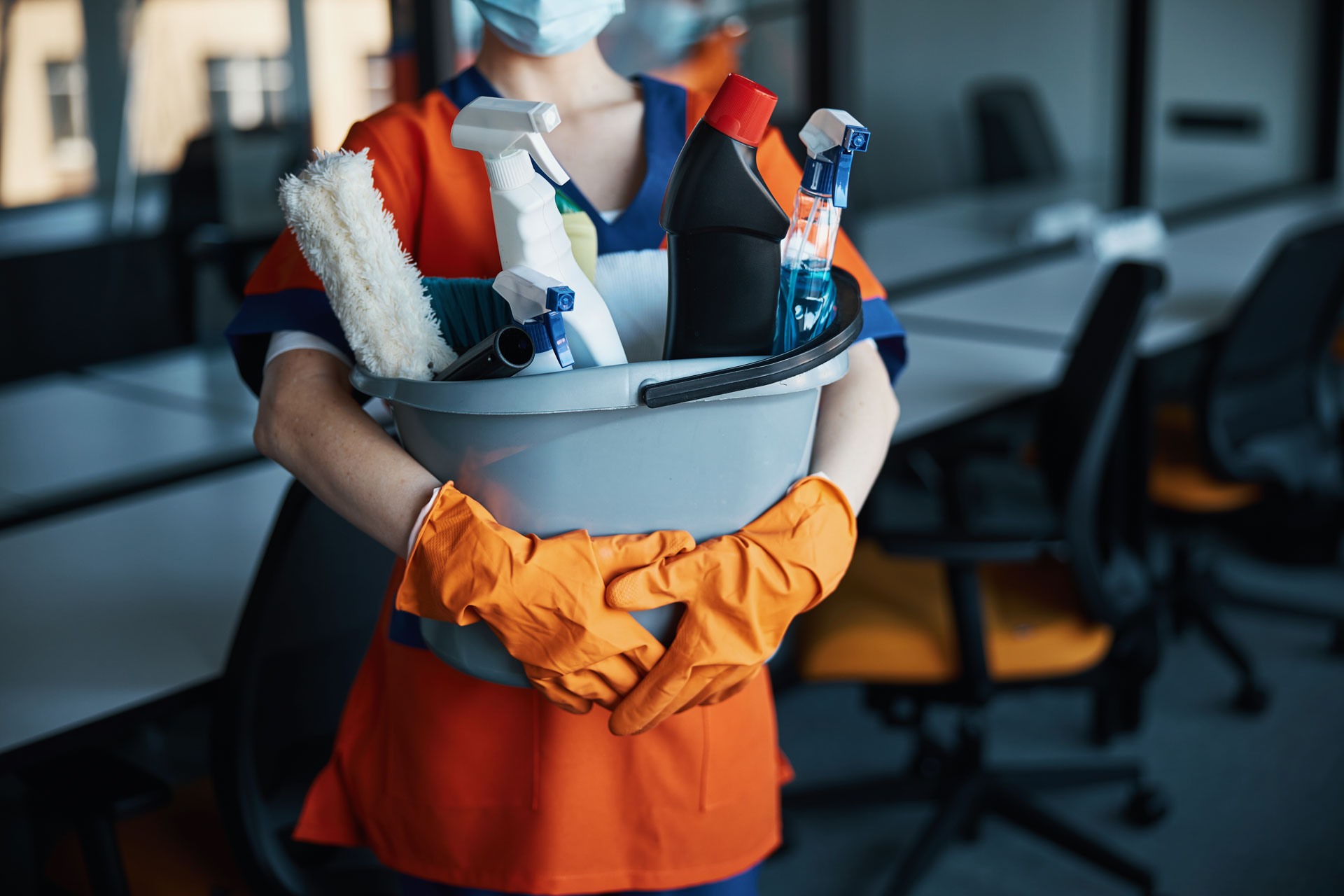 Commercial cleaner servicing a fitness facility