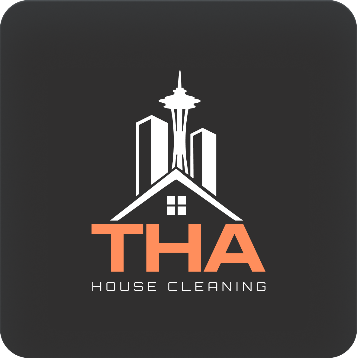 THA House Cleaning logo: house symbol with an orange THA wordmark