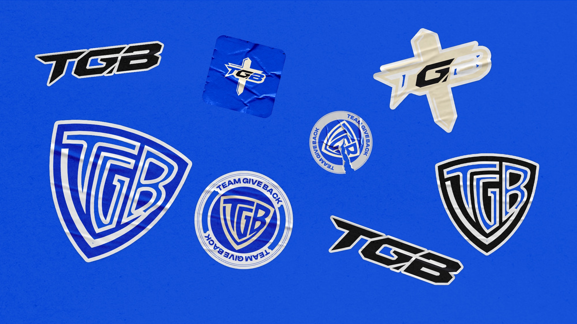 Team Give Back — logo and badge sticker applications