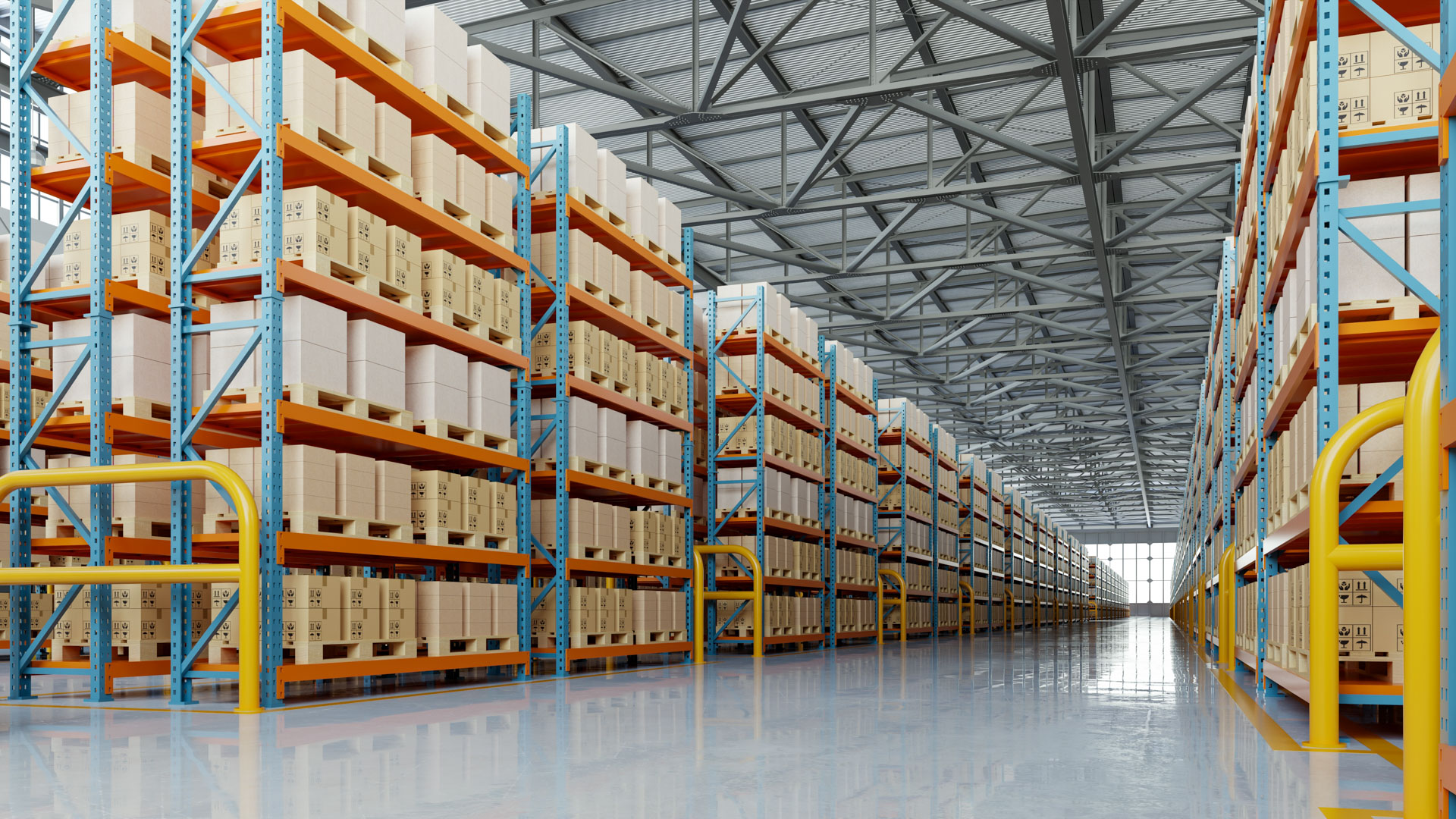 Warehouse racking aisles