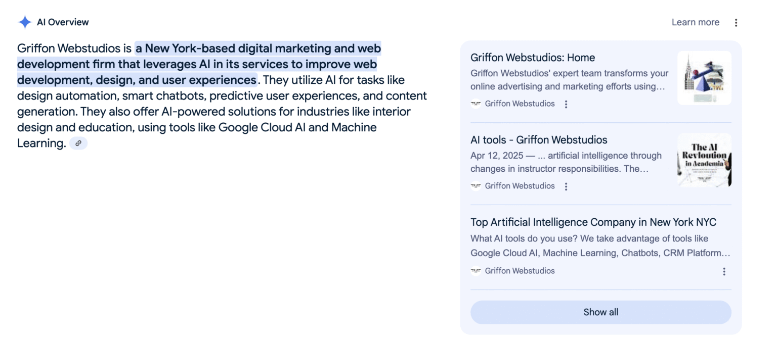 AI Overview- Griffon Webstudios