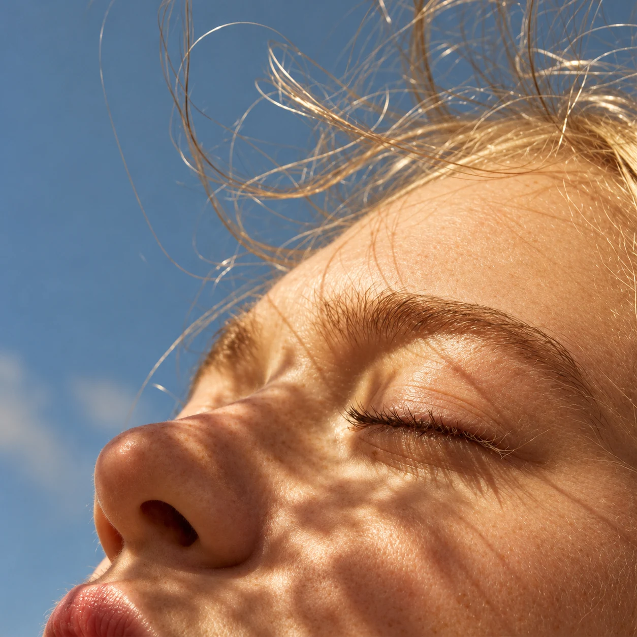 Dappled light on a face