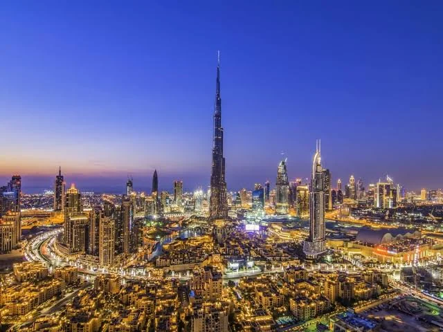 Downtown Dubai Night Skyline