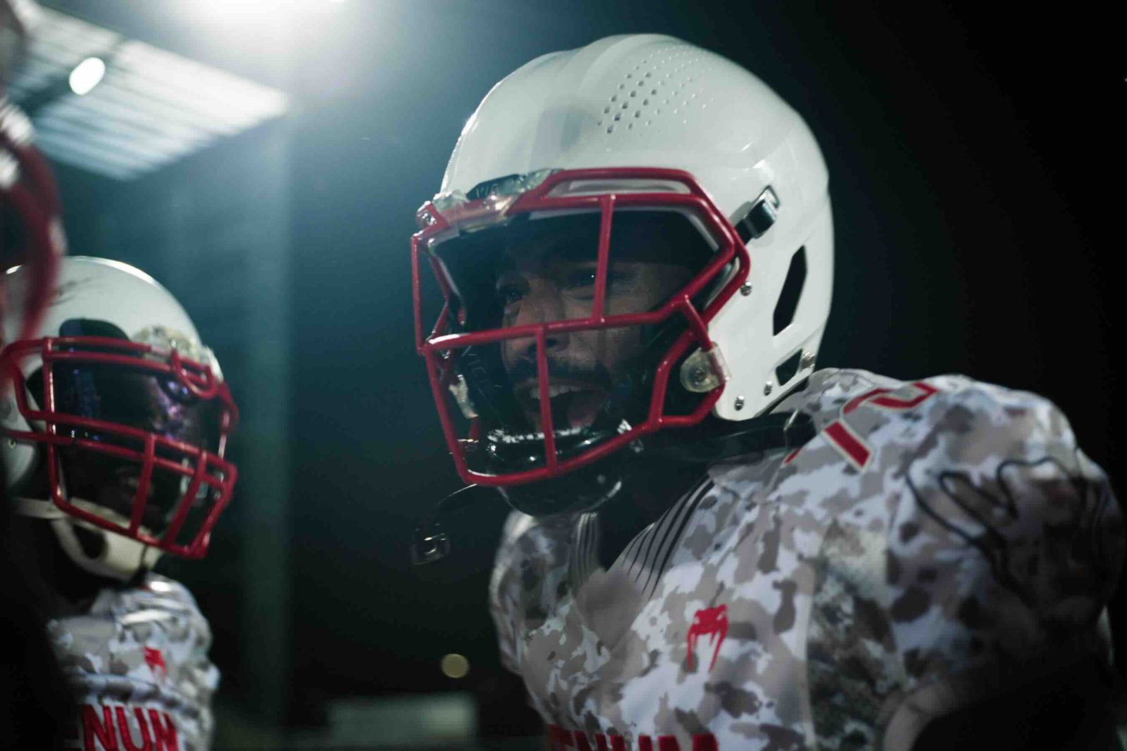 American football players in Venum gear, still from the US launch film